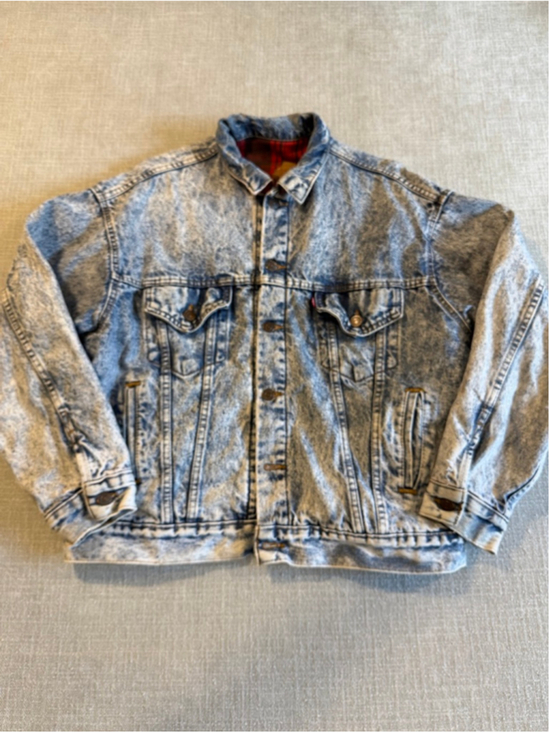 Levi's Other - Vintage Levi’s 80s acid wash plaid lined button up jean jacket size Large